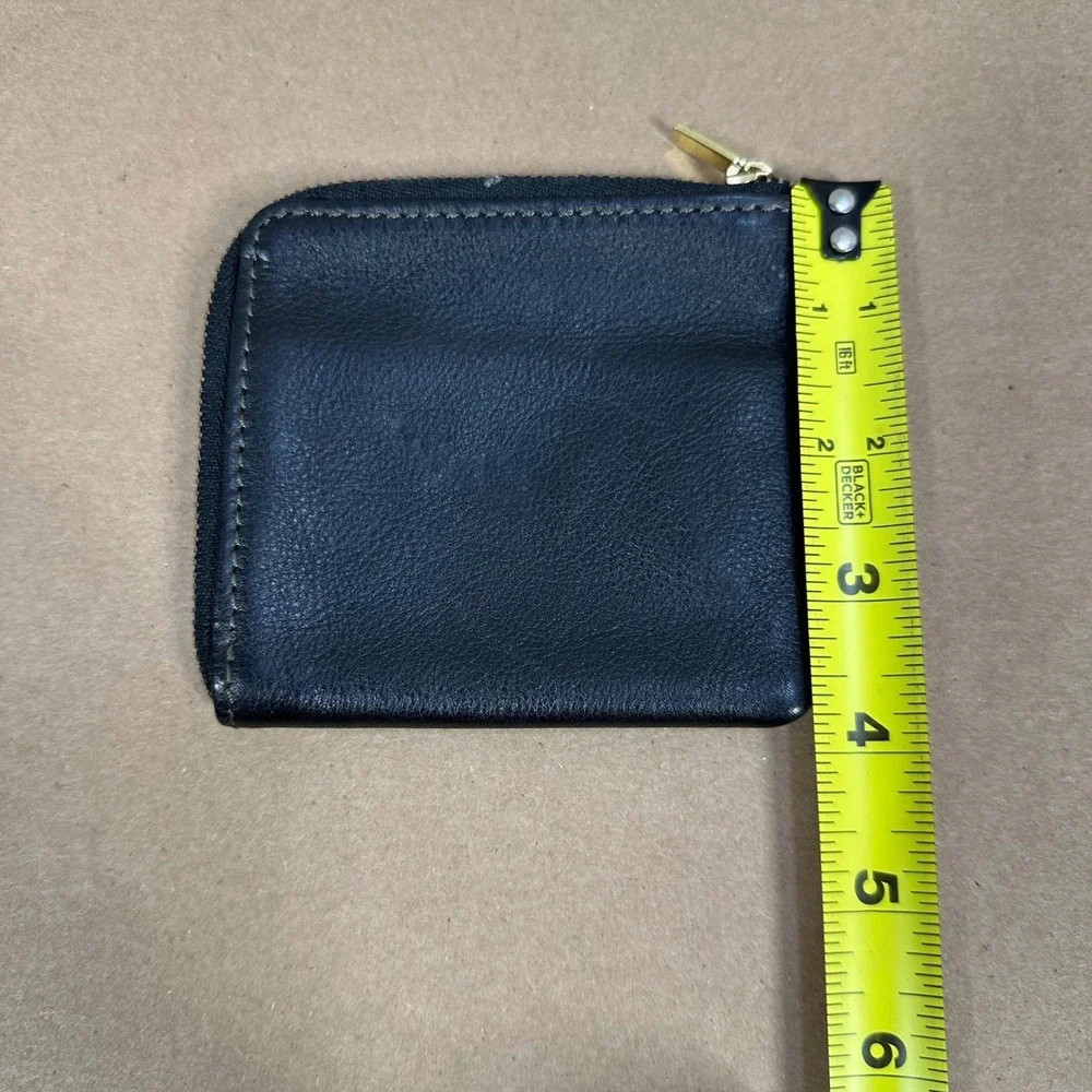 Fossil Coin Pouch Women OS Black Leather L-Zip Wallet Small Minimalist Pouch
